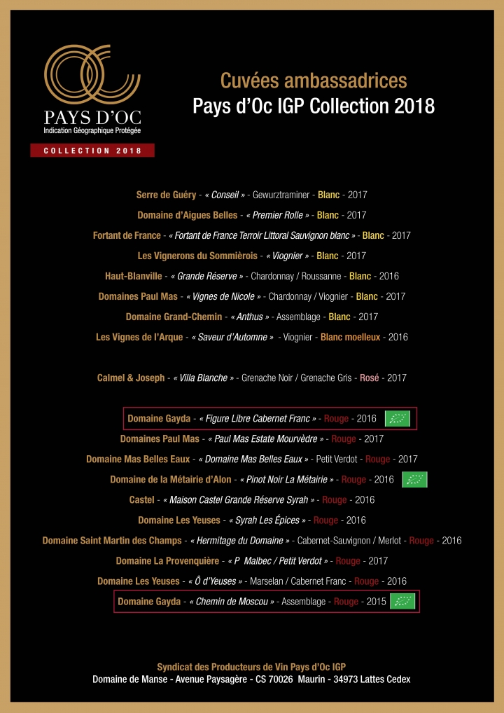 Pays d'Oc IGP Collection 2018