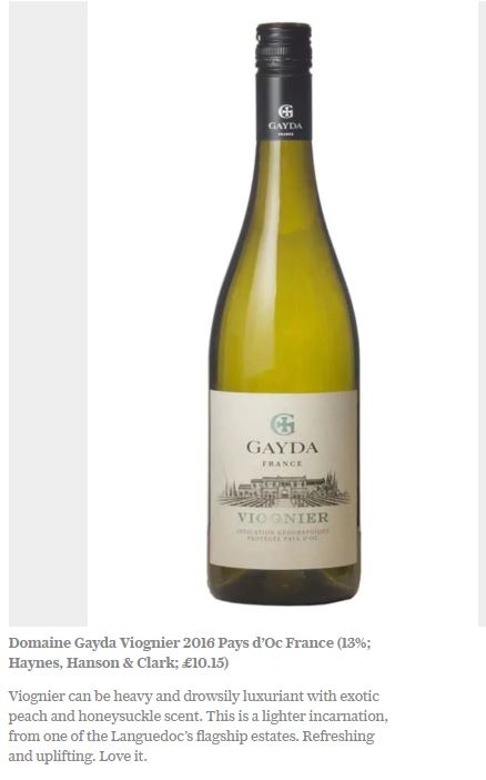 Domaine Gayda Viognier grape variety The Telegraph 24th June 2017 Domaine Gayda Viognier grape variety The Telegraph 24th June 2017