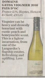 Domaine Gayda Viognier grape variety The Telegraph 24th June 2017 Domaine Gayda Viognier grape variety The Telegraph 24th June 2017